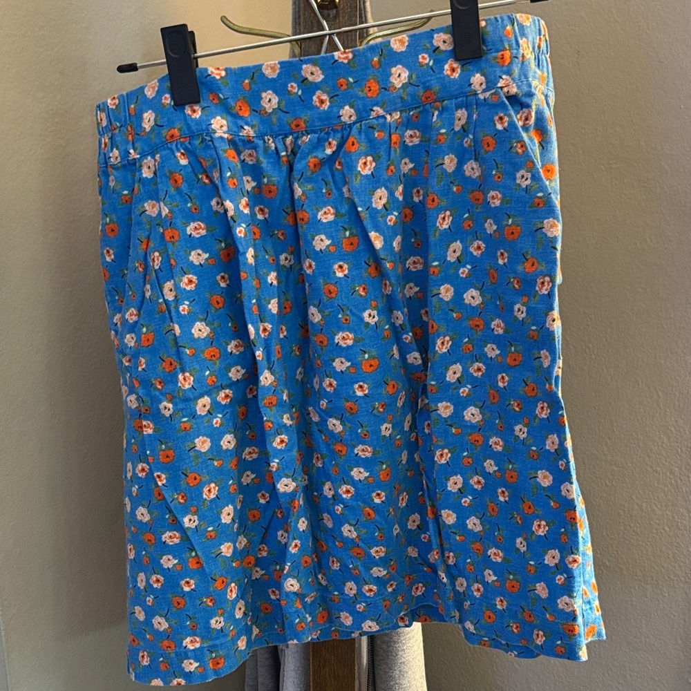 LOFT Blue Floral A-Line Skirt